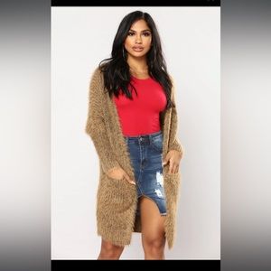 Fashion Nova Warm and Cozy Cardigan Camel Size M